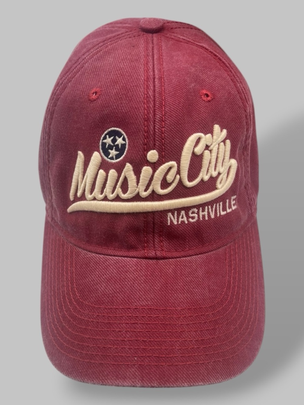 Music City Nashville Embroidered Baseball Cap - Burgundy - Legacy - Picture 11 of 12